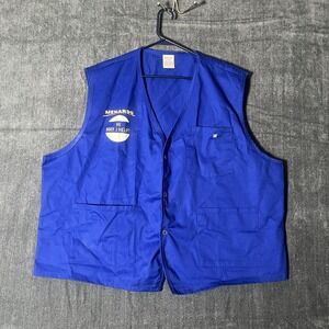 Menards Vest 2XL Blue Cotton Blend Collarless Snap With Pockets Employee Uniform